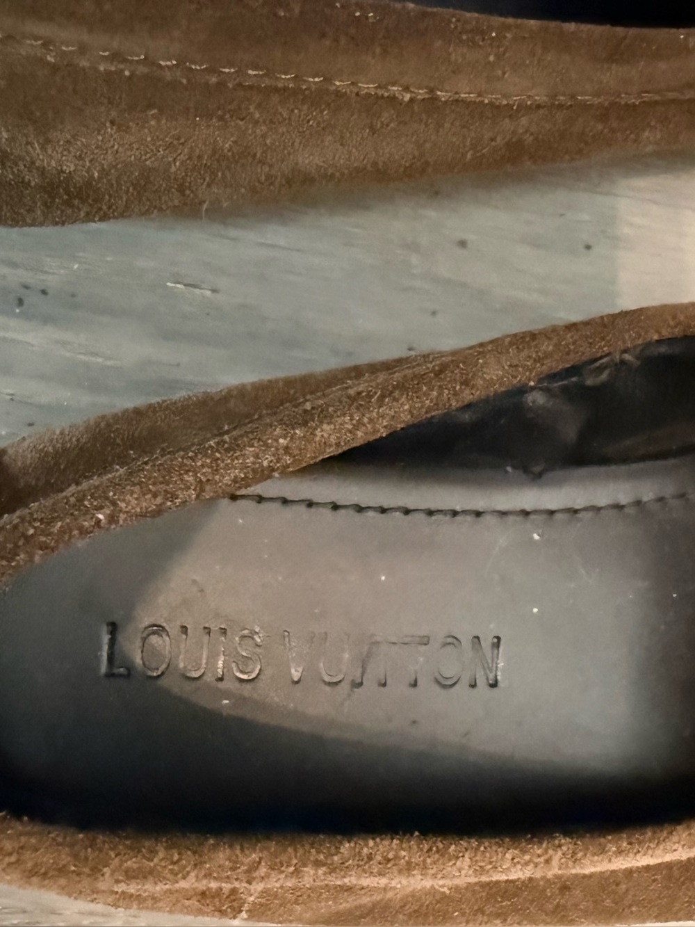 Louis Vuitton Men's Brown Suede Loafers with LV Buckle - Picture 5 of 5